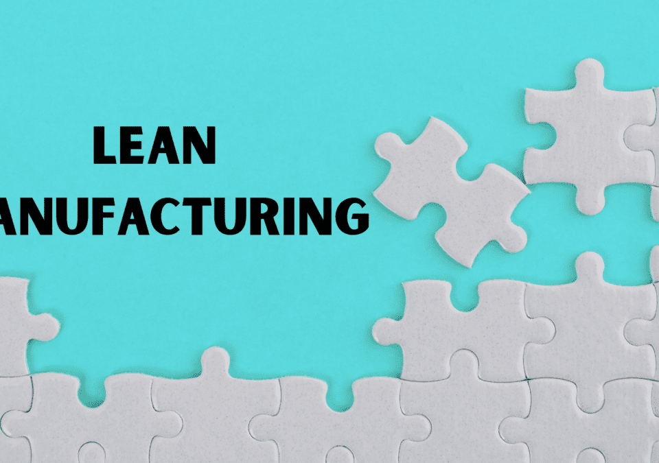 Master Lean concept shown as a missing white puzzle piece beside the bold title “Lean Manufacturing.”