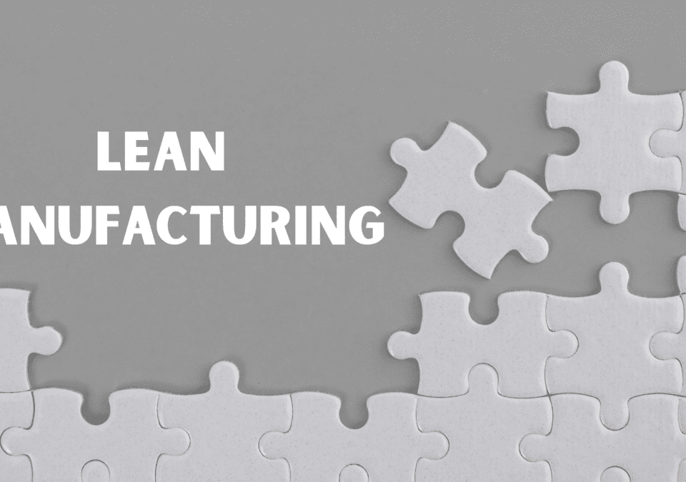 Lean manufacturing definitions illustrated by a gray-background puzzle with one missing white piece beside the headline “Lean Manufacturing.”