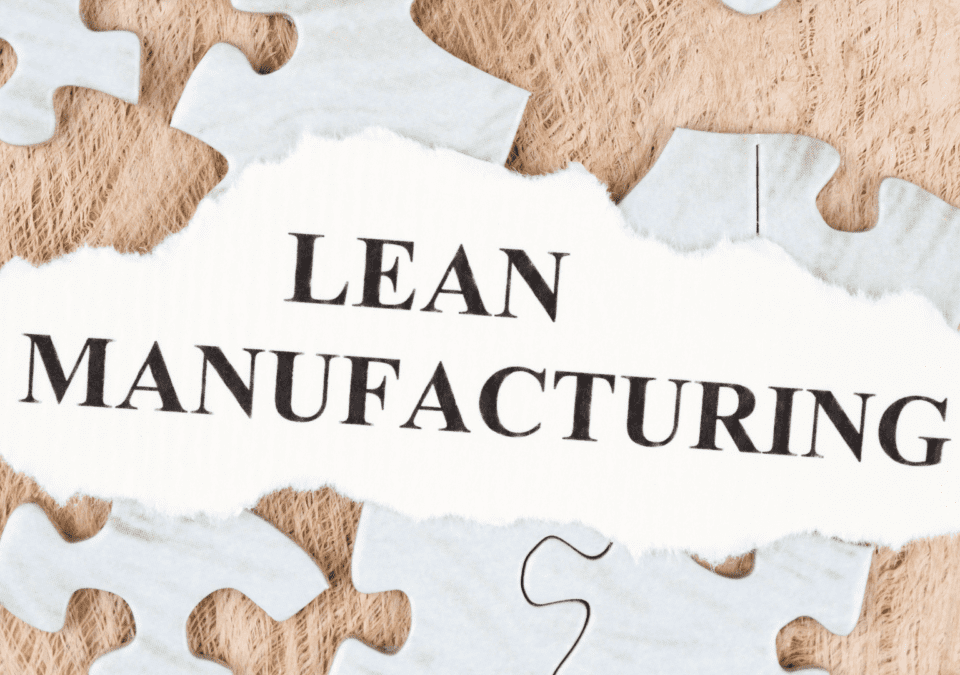 Torn paper with the words Lean Manufacturing on top of puzzle pieces — concept of 5S of Japanese methodology in production.