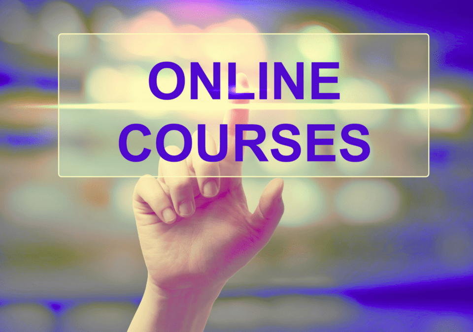 Hand selecting an ‘ONLINE COURSES’ virtual button to begin lean on line certification.”