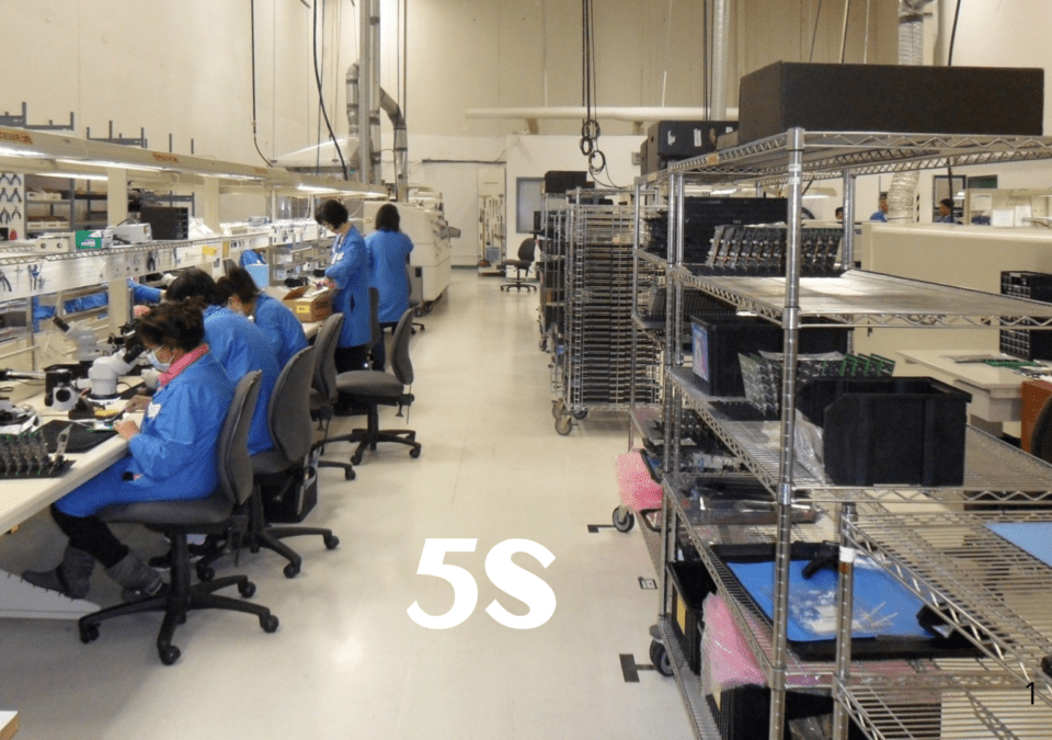 Production team working in an organized workspace following 5S principles.