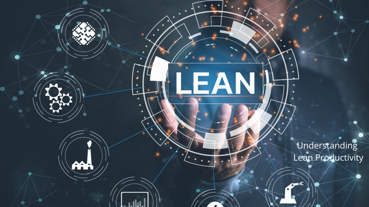 Futuristic interface with the word "LEAN" representing lean productivity technologies.