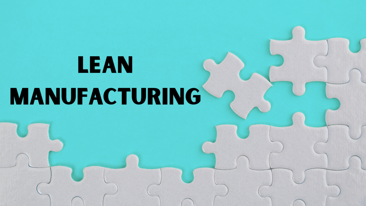 Master Lean concept shown as a missing white puzzle piece beside the bold title “Lean Manufacturing.”