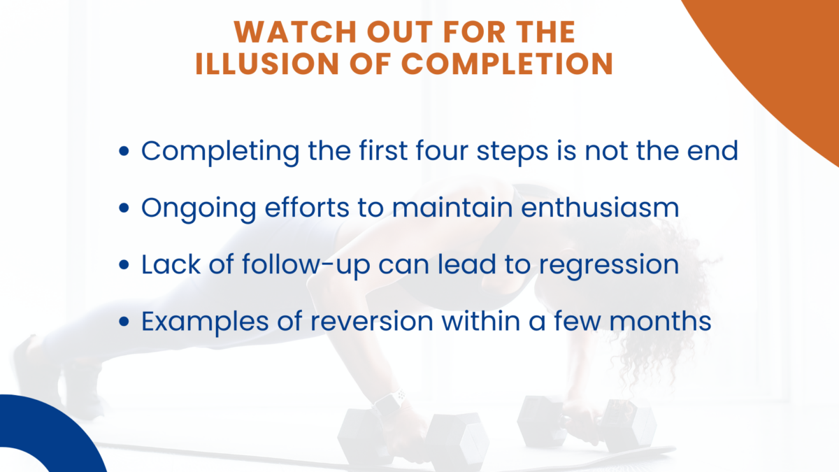 Reminder slide stressing Sustain in 5S—maintaining the gains after the first four steps.