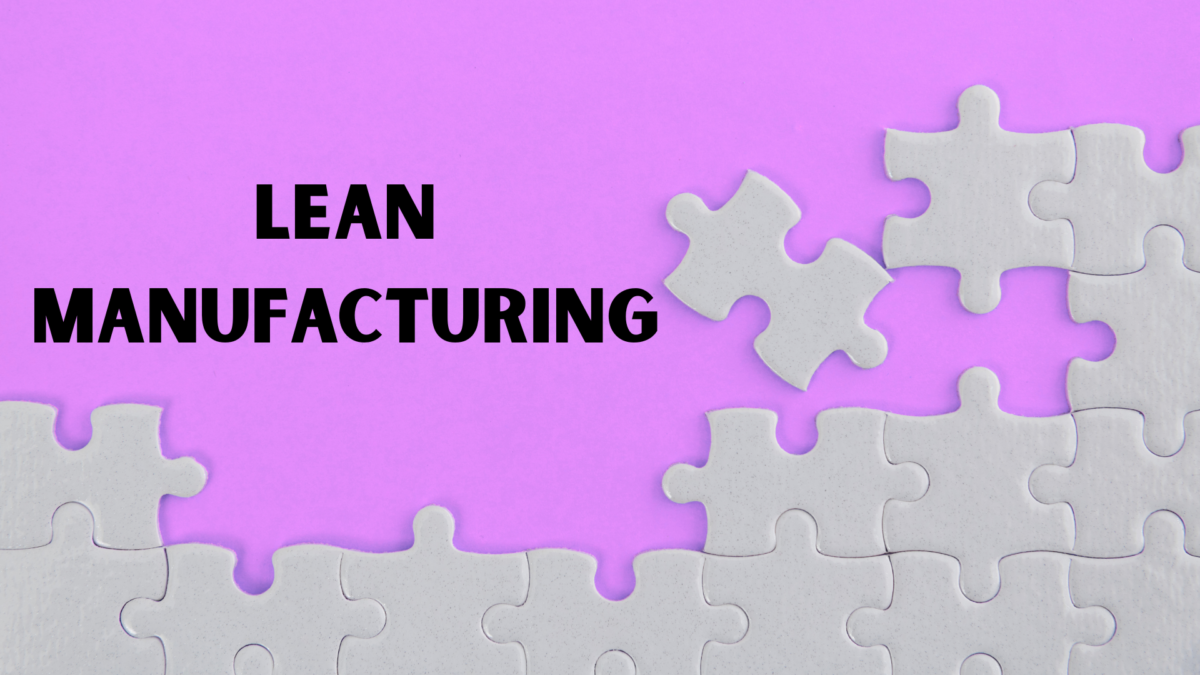 5 Principles of Lean – puzzle symbolizing lean manufacturing on a purple background. 