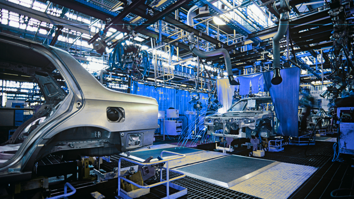 Lean production process – automotive body line. 