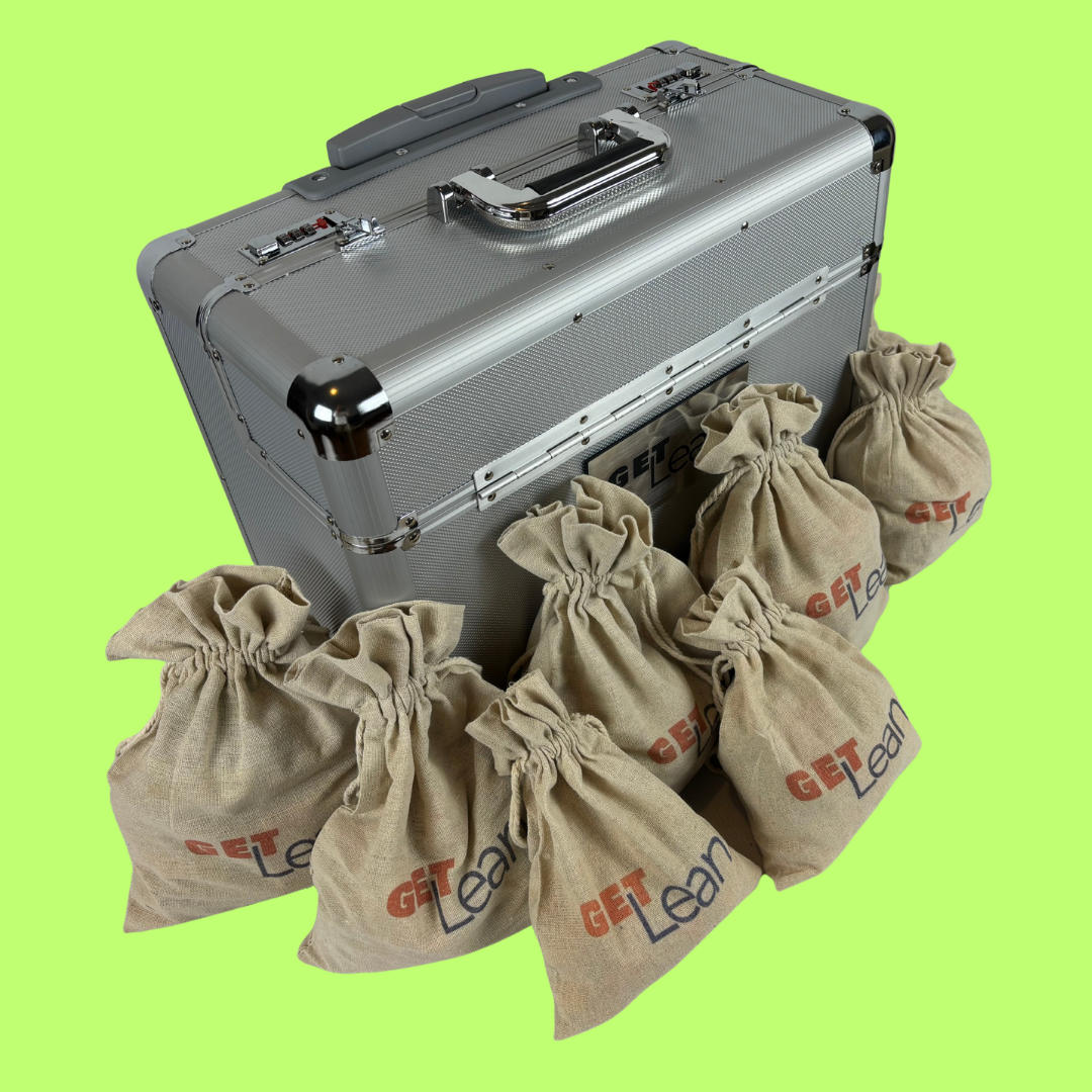 "GET LEAN simulation kit with training bags – perfect tool to lean on game for practical process improvement."